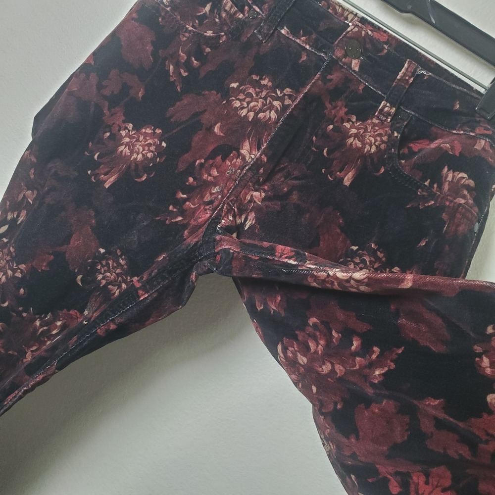 Shyanne Floral Black Velvet Flare Jeans W29xL34 Western Bell Bottoms 1970s Style - Picture 7 of 11